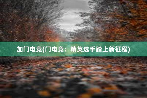 加门电竞(门电竞：精英选手踏上新征程)