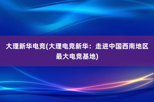 大理新华电竞(大理电竞新华：走进中国西南地区最大电竞基地)