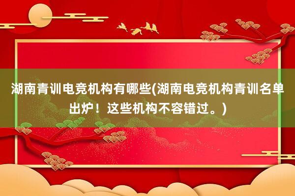 湖南青训电竞机构有哪些(湖南电竞机构青训名单出炉！这些机构不容错过。)