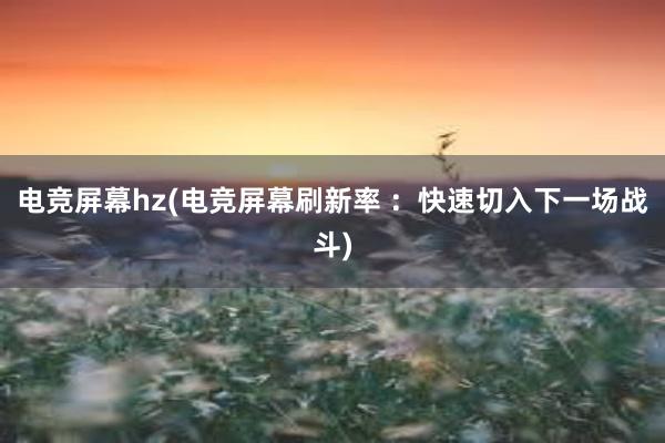 电竞屏幕hz(电竞屏幕刷新率 ：快速切入下一场战斗)