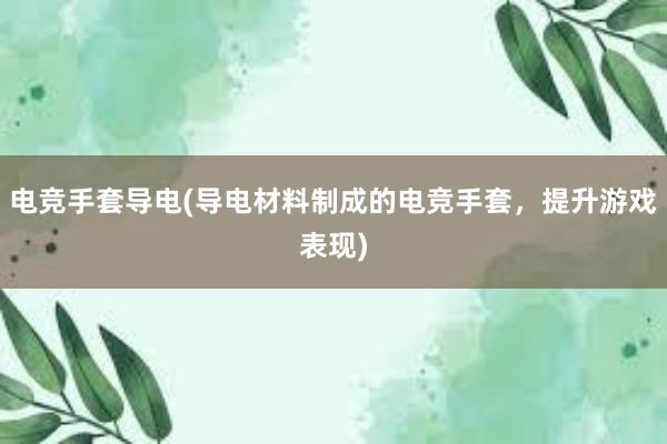 电竞手套导电(导电材料制成的电竞手套，提升游戏表现)