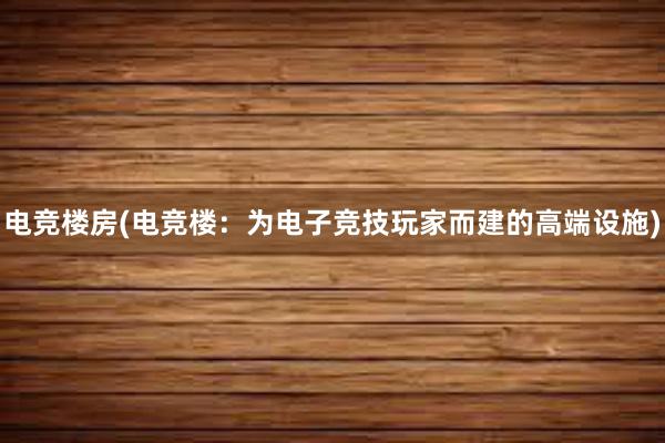 电竞楼房(电竞楼：为电子竞技玩家而建的高端设施)