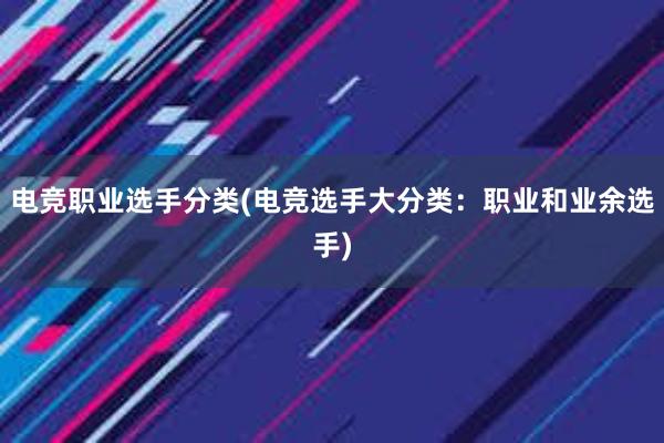 电竞职业选手分类(电竞选手大分类：职业和业余选手)