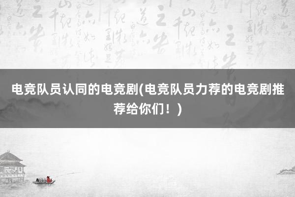 电竞队员认同的电竞剧(电竞队员力荐的电竞剧推荐给你们！)