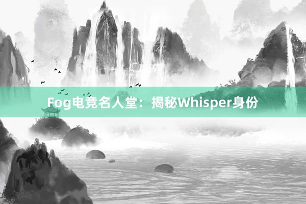 Fog电竞名人堂：揭秘Whisper身份