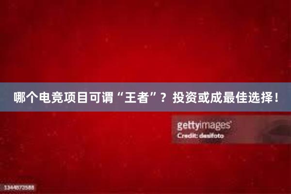 哪个电竞项目可谓“王者”？投资或成最佳选择！